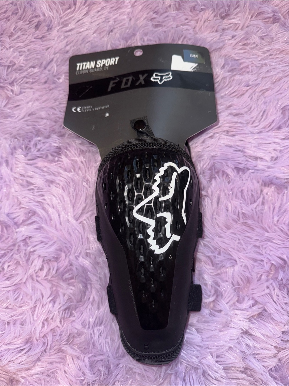 Fox Black Titan Sport Elbow Guard with White Logo